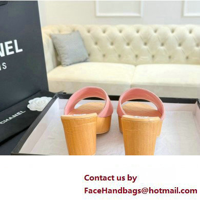 Chanel Fabric  &  Patent Calfskin Mules G45555 Pink 2024